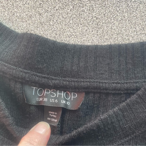 Topshop Black Ribbed Knit Sweater Dress Size 6 - Picture 6 of 11